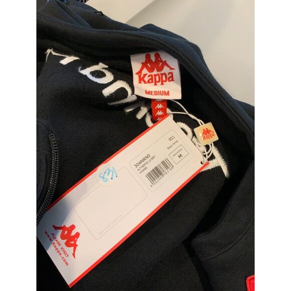 Kappa Black Oversized Zip-Up Sweatshirt W/ White Embroidery, Size M, NWT - Picture 6 of 6